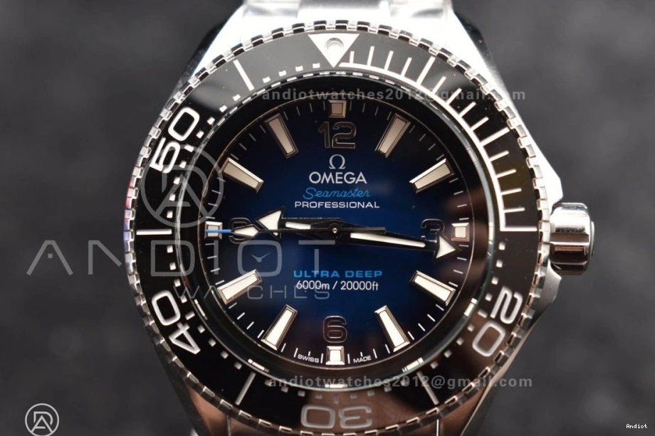 Black TF 6000M SS Dial SS Deep A2824 Blue Bezel Best 1:1 Ceramic Seamaster Bracelet Edition Ultra on 1223